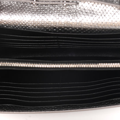 Saint Laurent Metallic Calfskin Python Embossed Monogram Chain Wallet Silver 5 of 17