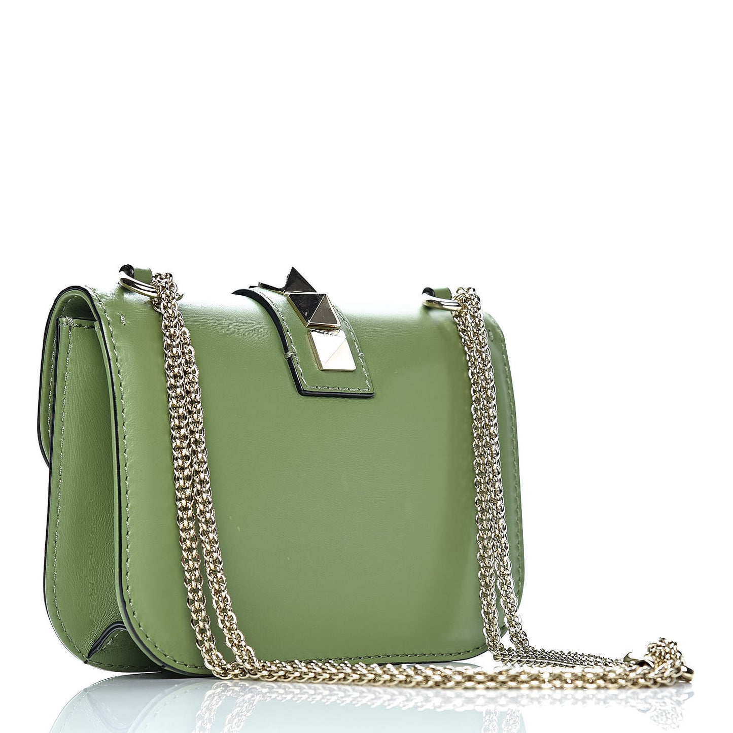 Vitello Small Glam Lock Rockstud Flap Green