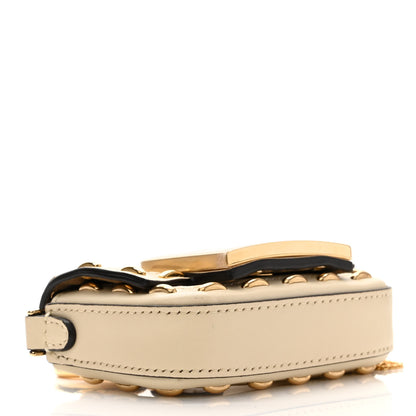 Fendi Nappa Vitello King Metal Stitch Nano Maxi Buckle Baguette Charm Pergamena 3 of 9