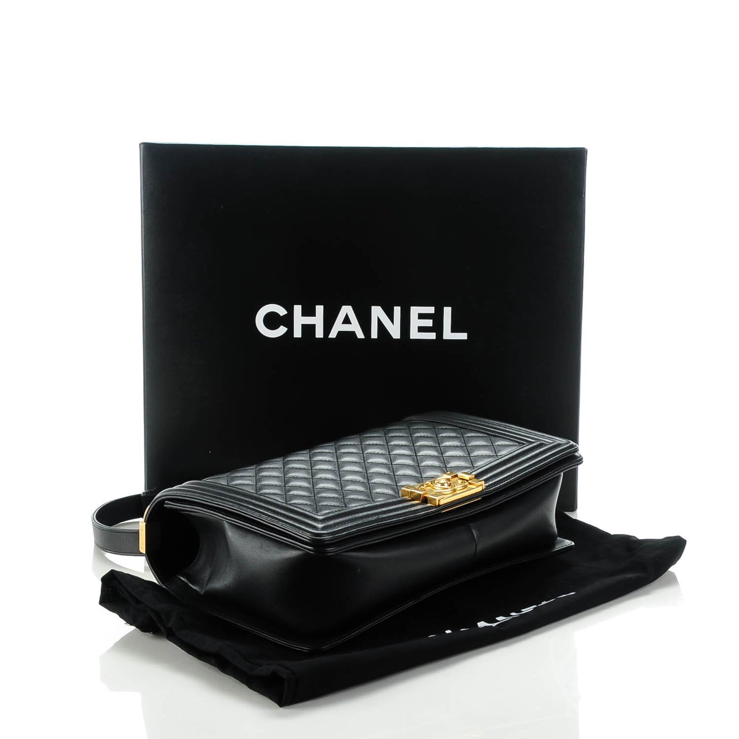 Calfskin Quilted New Medium Boy Flap Black