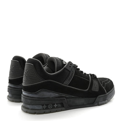 Louis Vuitton Calfskin Suede Mens LV Trainer Sneakers 9.5 Black 4 of 10