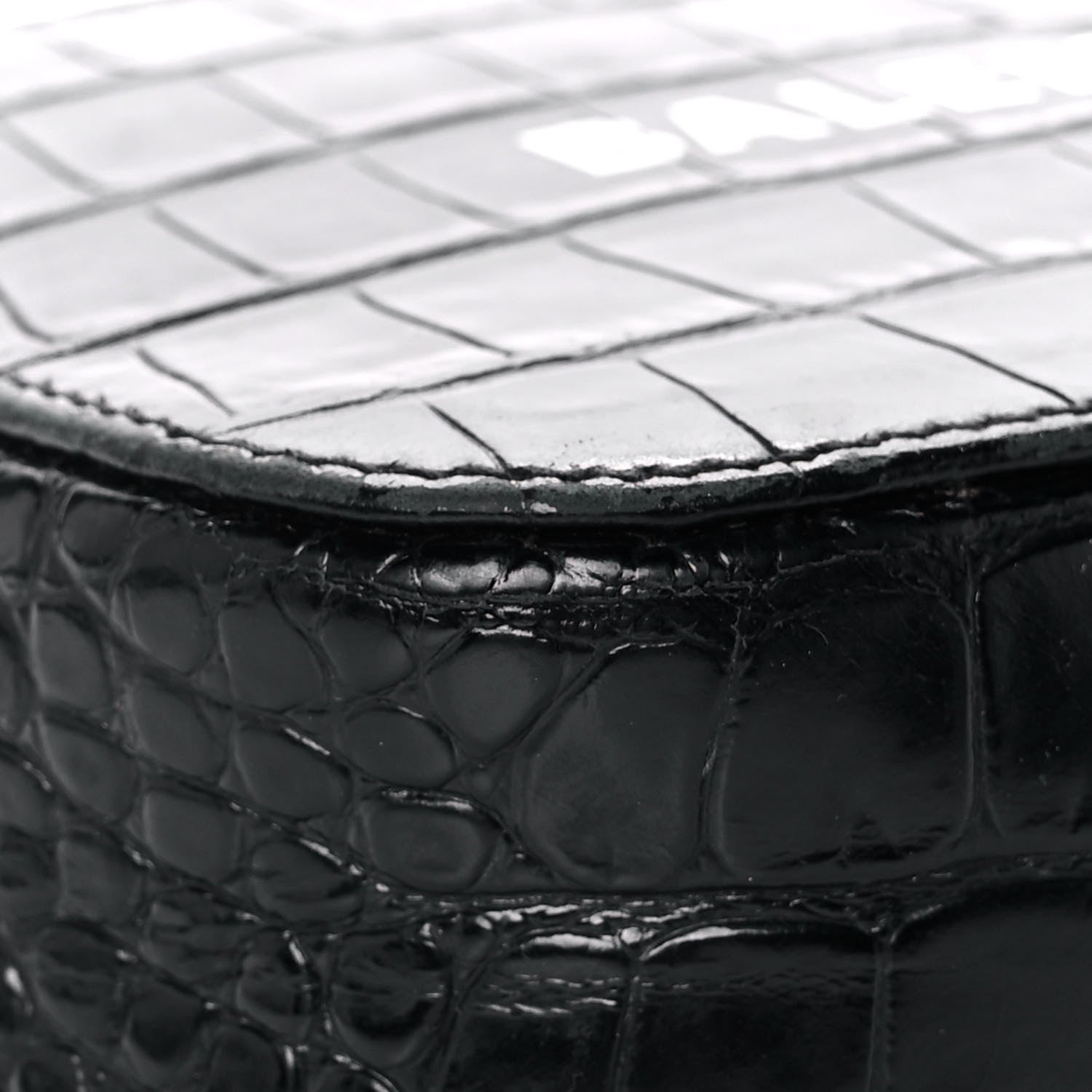 Balenciaga Shiny Calfskin Logo Crocodile Embossed XS Everyday Camera Bag with Handle Black 9 of 17