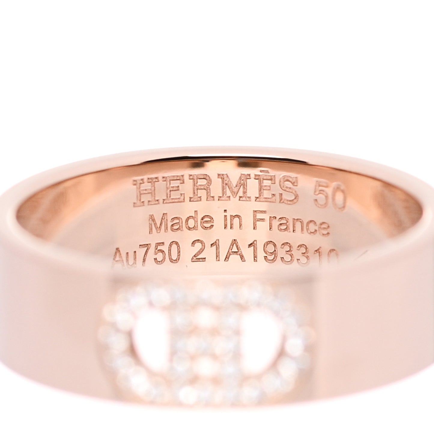 18K Rose Gold Diamond PM H D'Ancre Ring 50 5.25