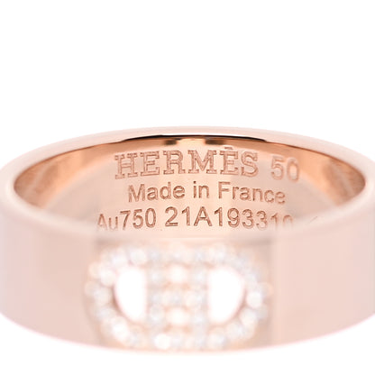Hermes 18K Rose Gold Diamond PM H D'Ancre Ring 50 5.25 4 of 5