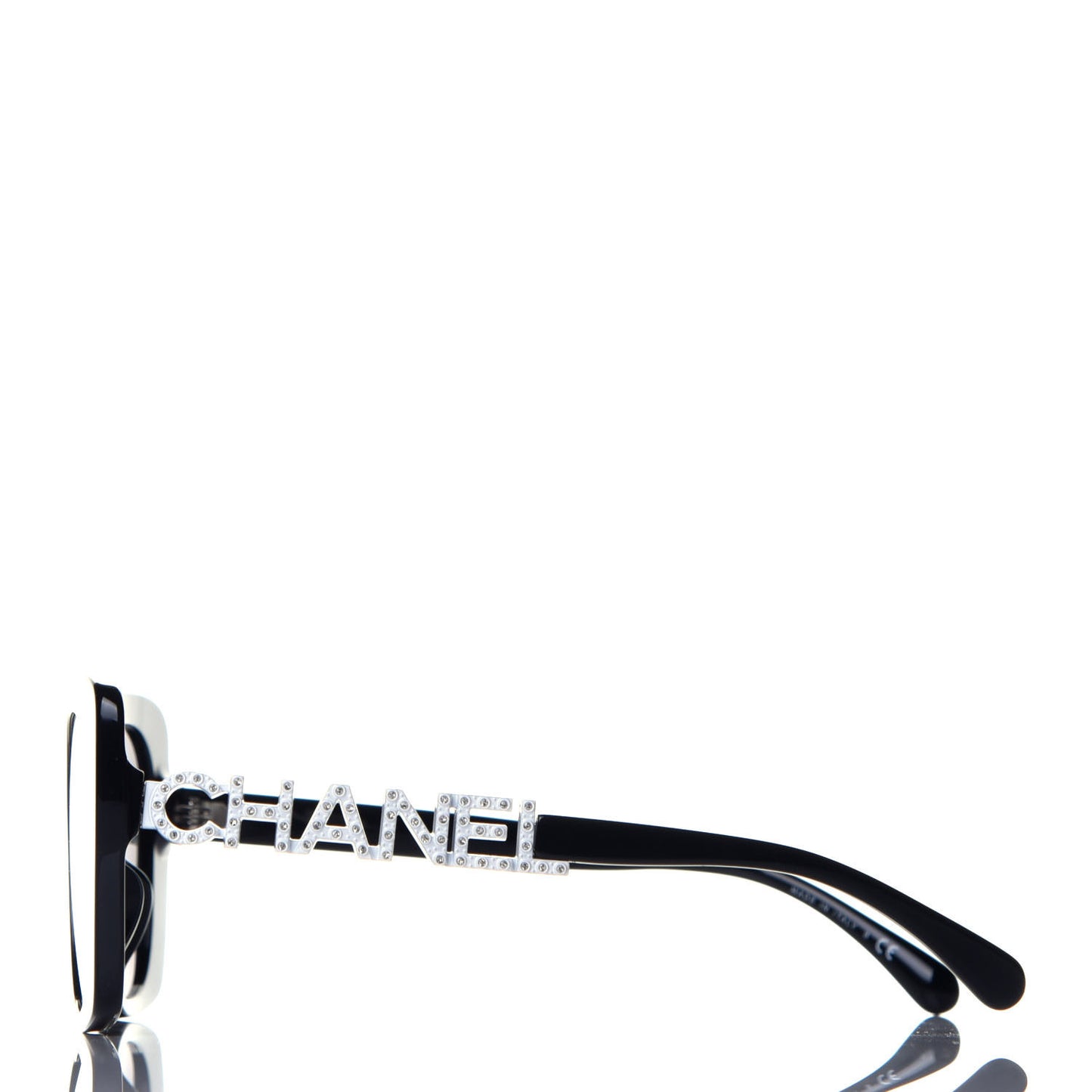 Acetate Strass Square Sunglasses 5422-B-A Black White