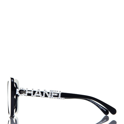 Chanel Acetate Strass Square Sunglasses 5422-B-A Black White 3 of 8