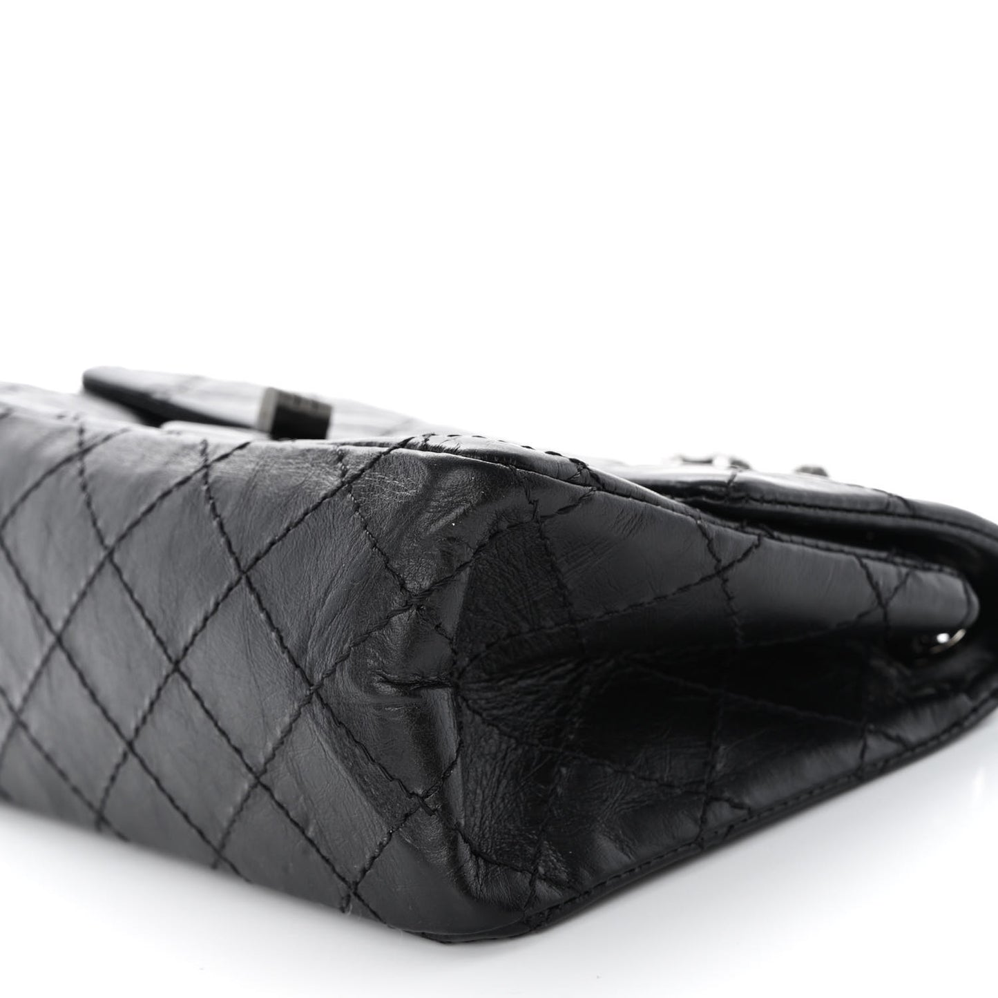 Aged Calfskin Quilted 2.55 Reissue Mini Flap So Black