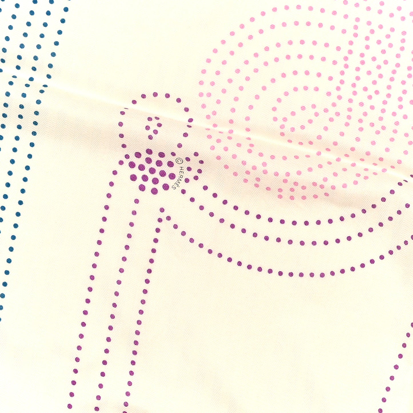 Cashmere Silk Brandebourgs Points Shawl 140 White Mauve Bleu