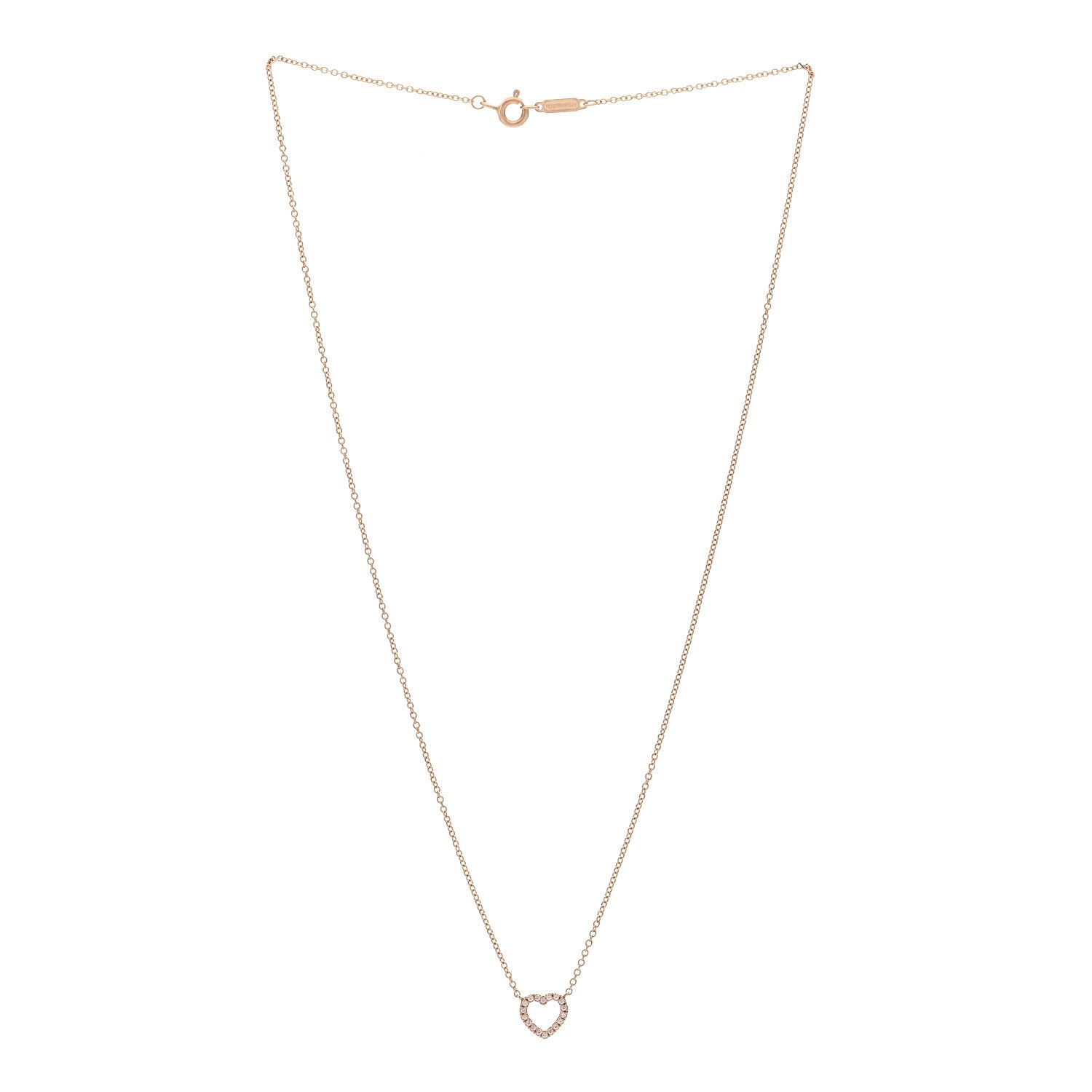 Tiffany 18K Yellow Gold Diamond Metro Heart Pendant Necklace 3 of 6