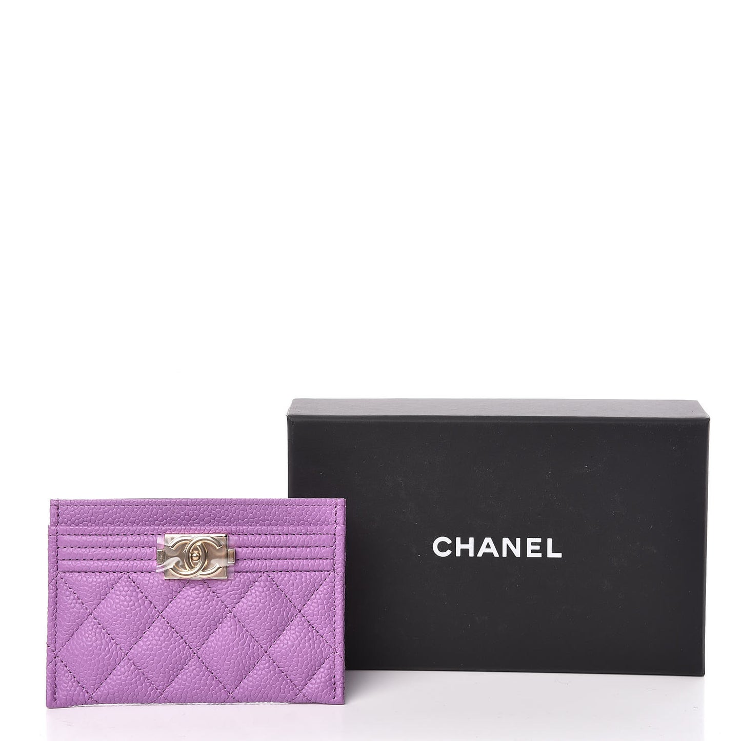 Caviar Quilted Boy Card Holder Purple