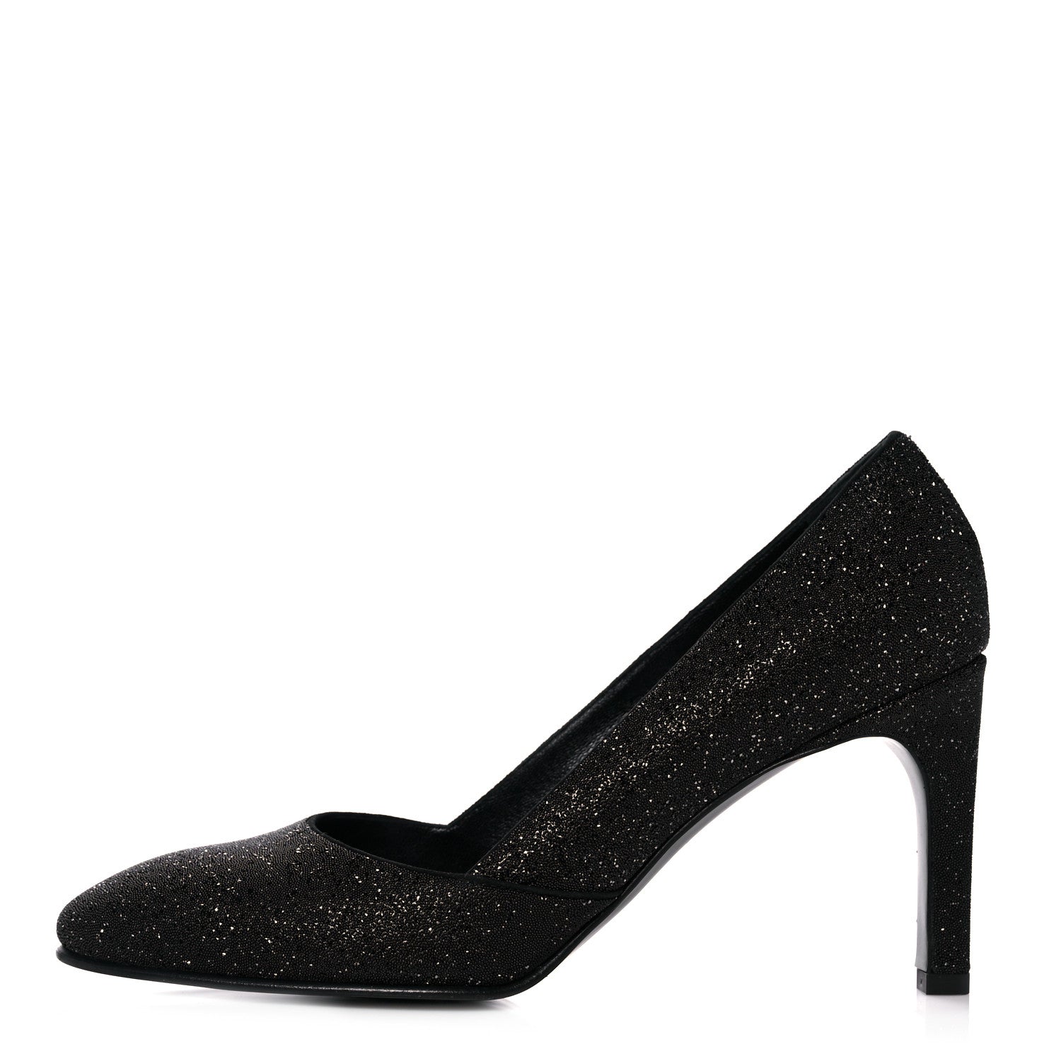 Hermes Suede Goatskin Crystal Powder Pumps 38.5 Black 1 of 10