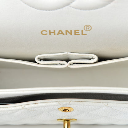 Chanel Caviar Quilted Medium Double Flap White 14 of 19