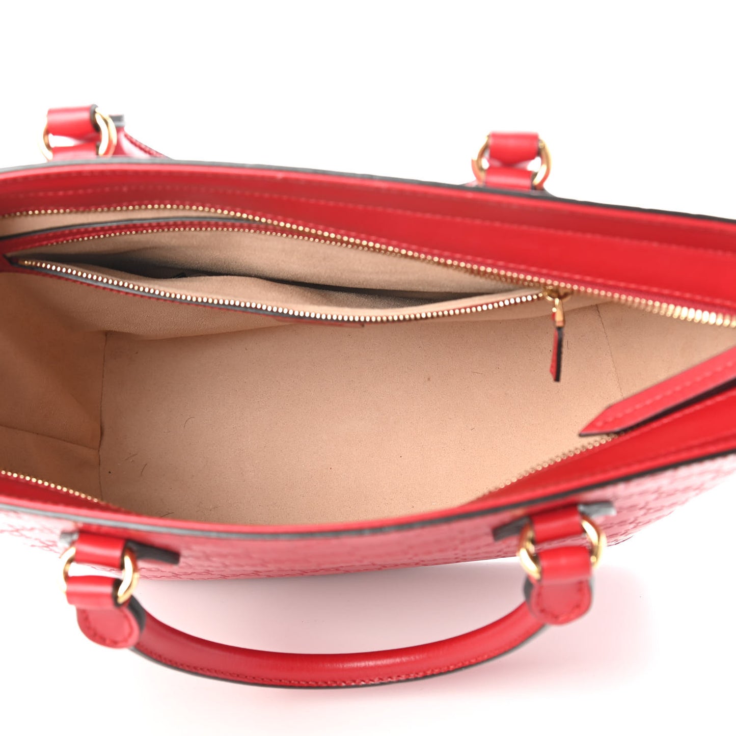 Guccissima Small Zippered Bucket Tote Hibiscus Red