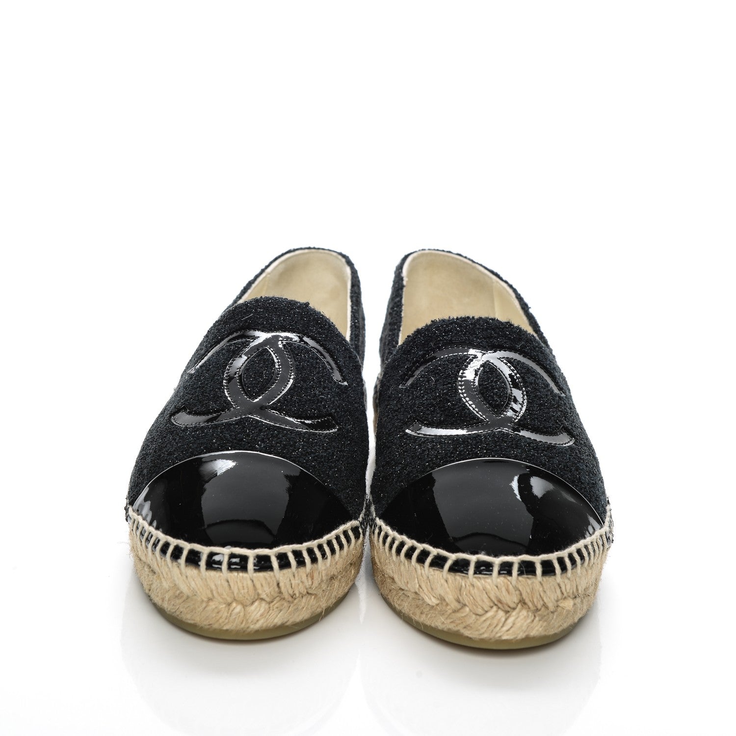 Chanel Fabric Patent Calfskin CC Espadrilles 36 Black 2 of 9