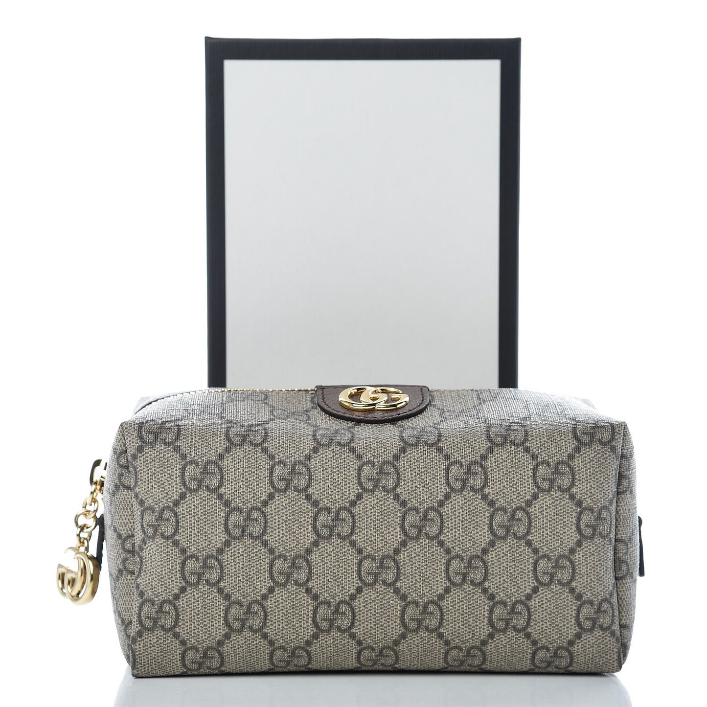 Soft GG Supreme Monogram Calfskin Medium Ophidia Cosmetic Case Beige Ebony New Acero