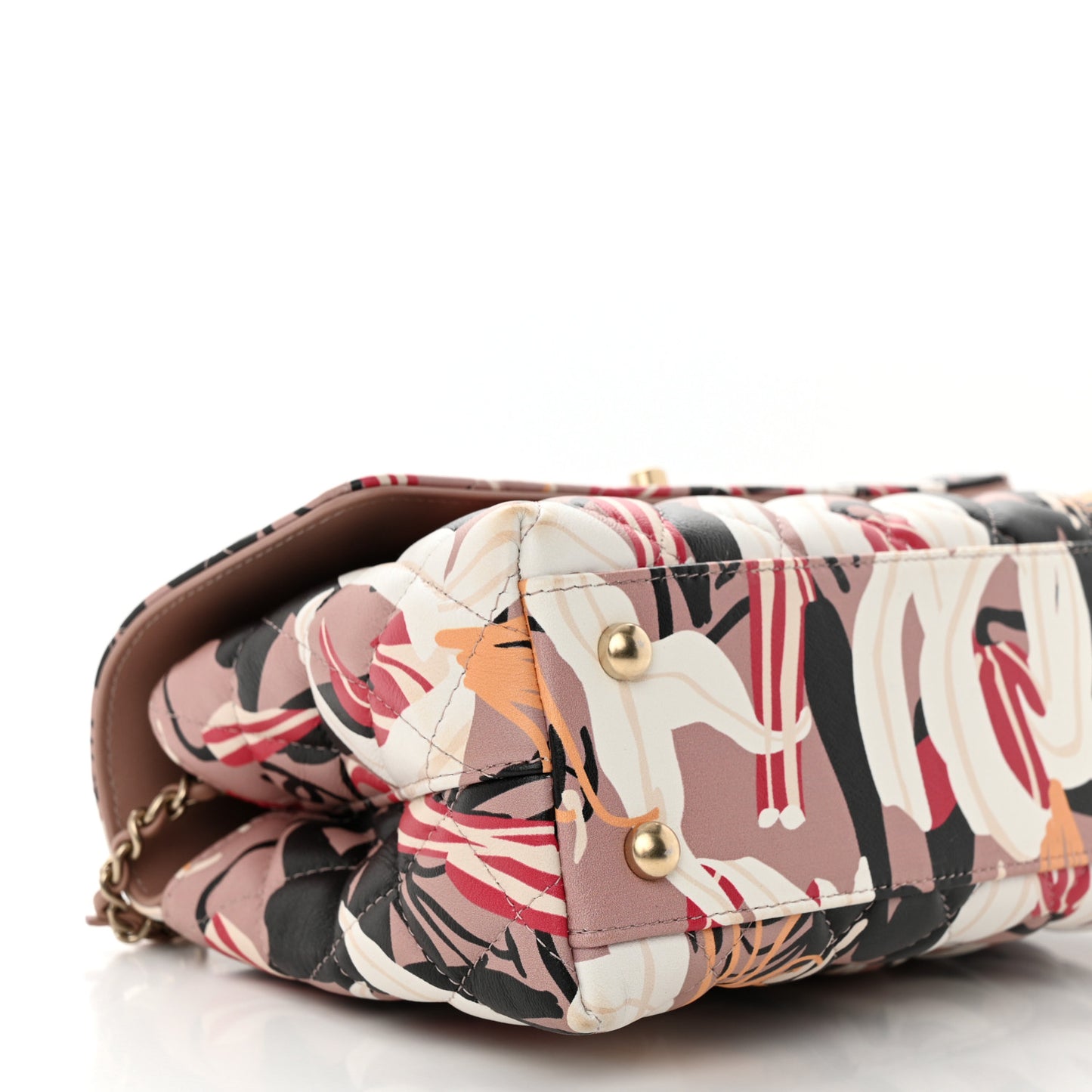 Calfskin Quilted Lily Floral Mini Coco Handle Flap Beige Black White Red
