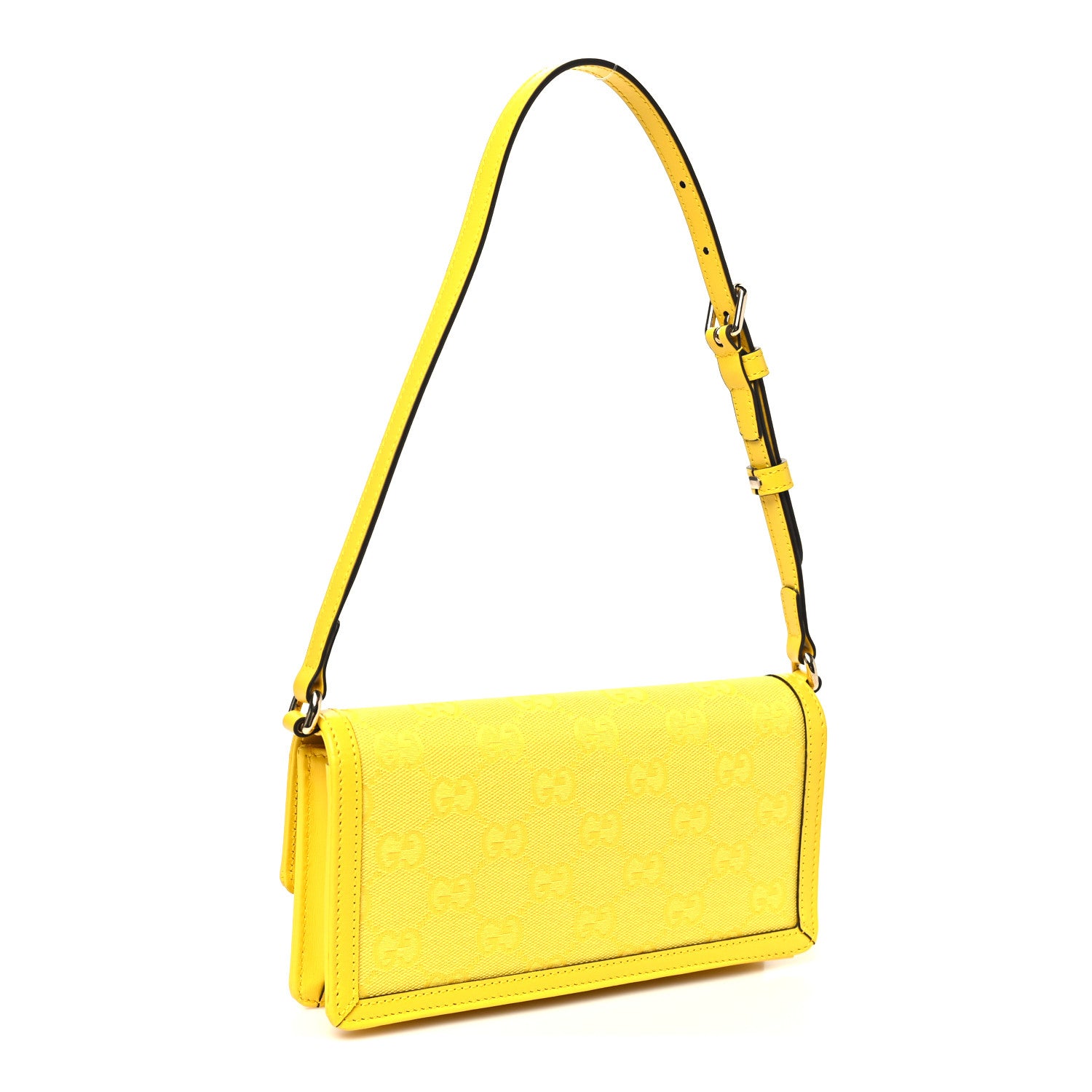 Gucci GG Monogram Scratch Lux Calfskin Mini Luce Shoulder Bag Yellow 3 of 9