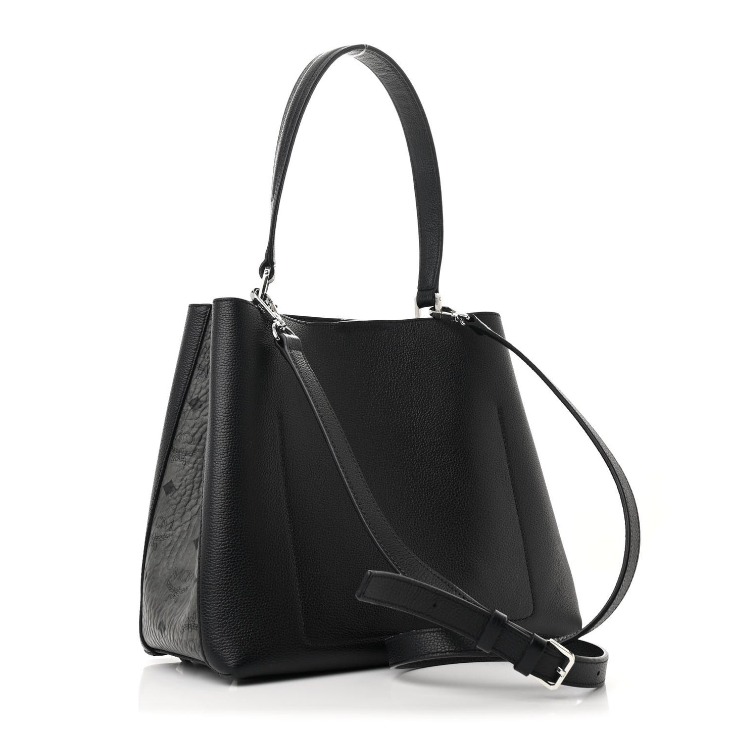 Grained Calfskin Visetos Medium Sarah Hobo Black