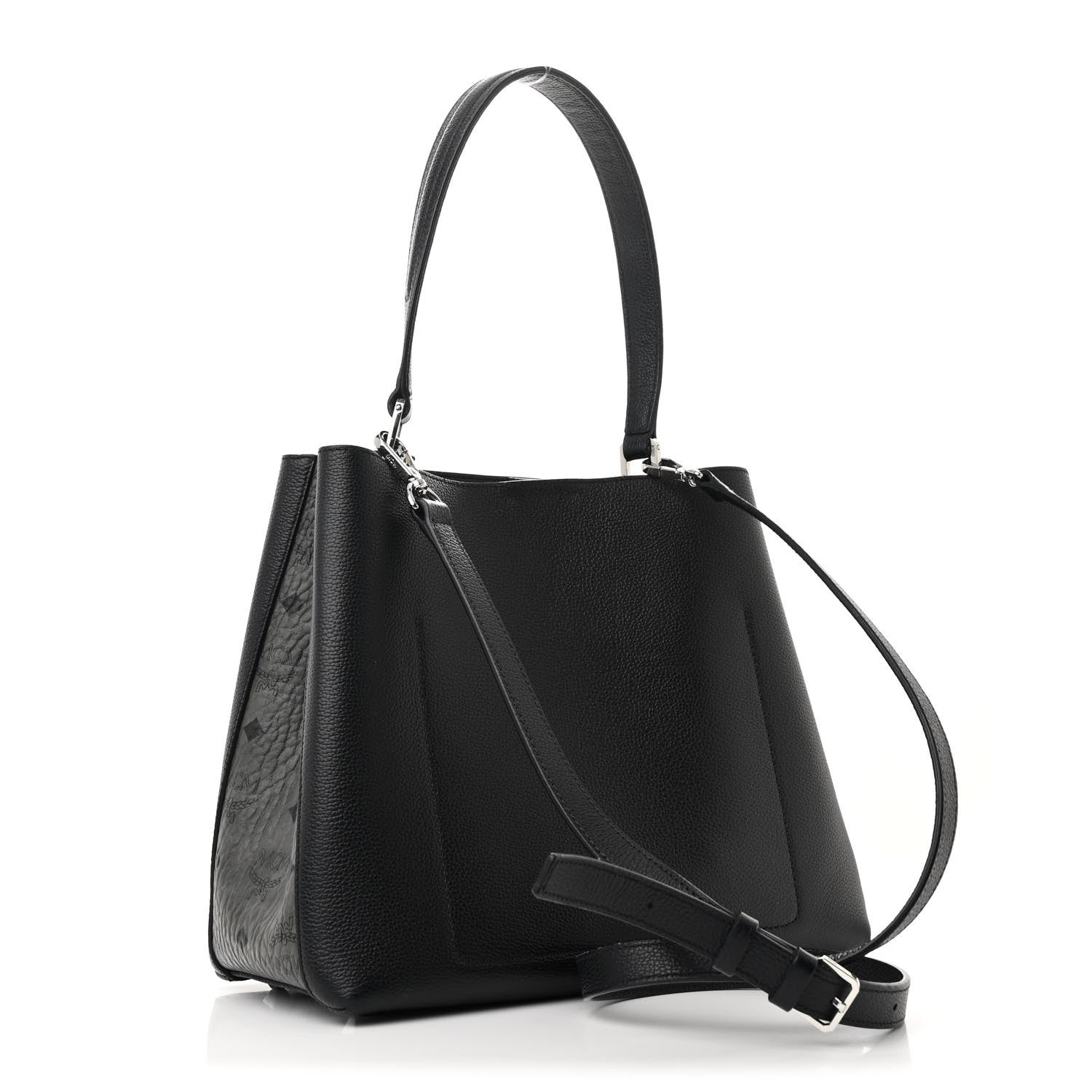 MCM Grained Calfskin Visetos Medium Sarah Hobo Black 3 of 11