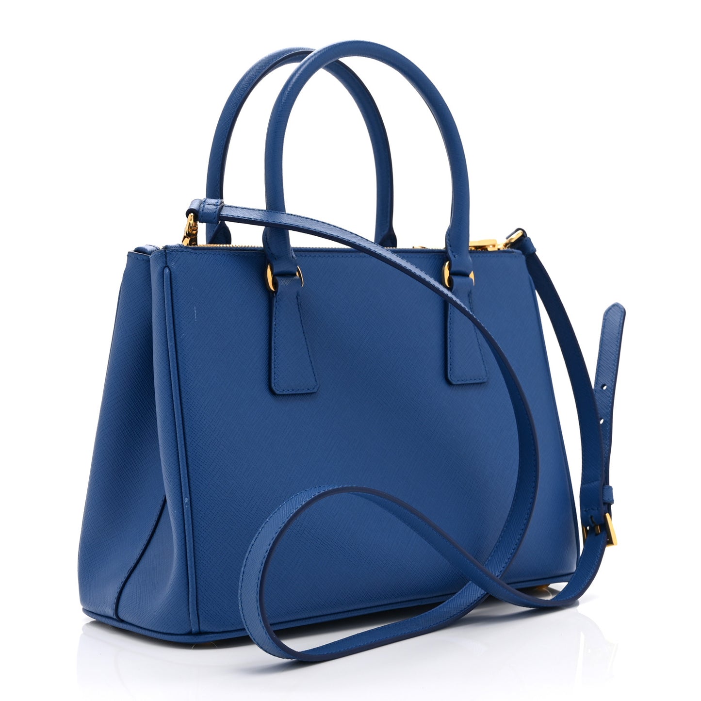 Saffiano Lux Small Galleria Double Zip Tote Bluette