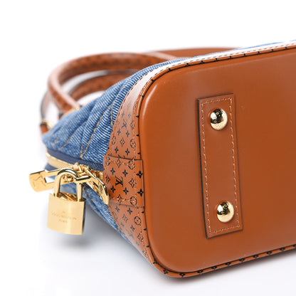 Louis Vuitton Denim Calfskin Reverse Monogram Malletage Alma BB Blue 5 of 8