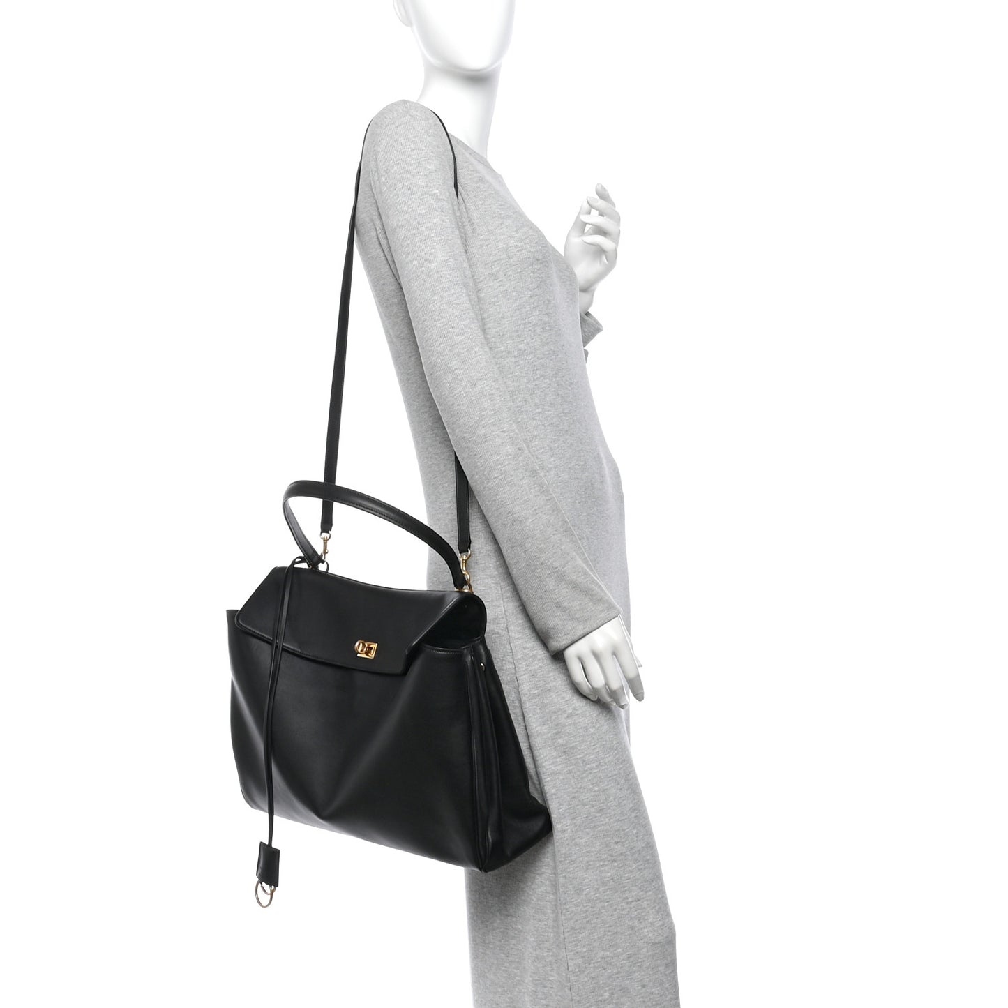 Smooth Calfskin Large Rodeo Top Handle Handbag Black
