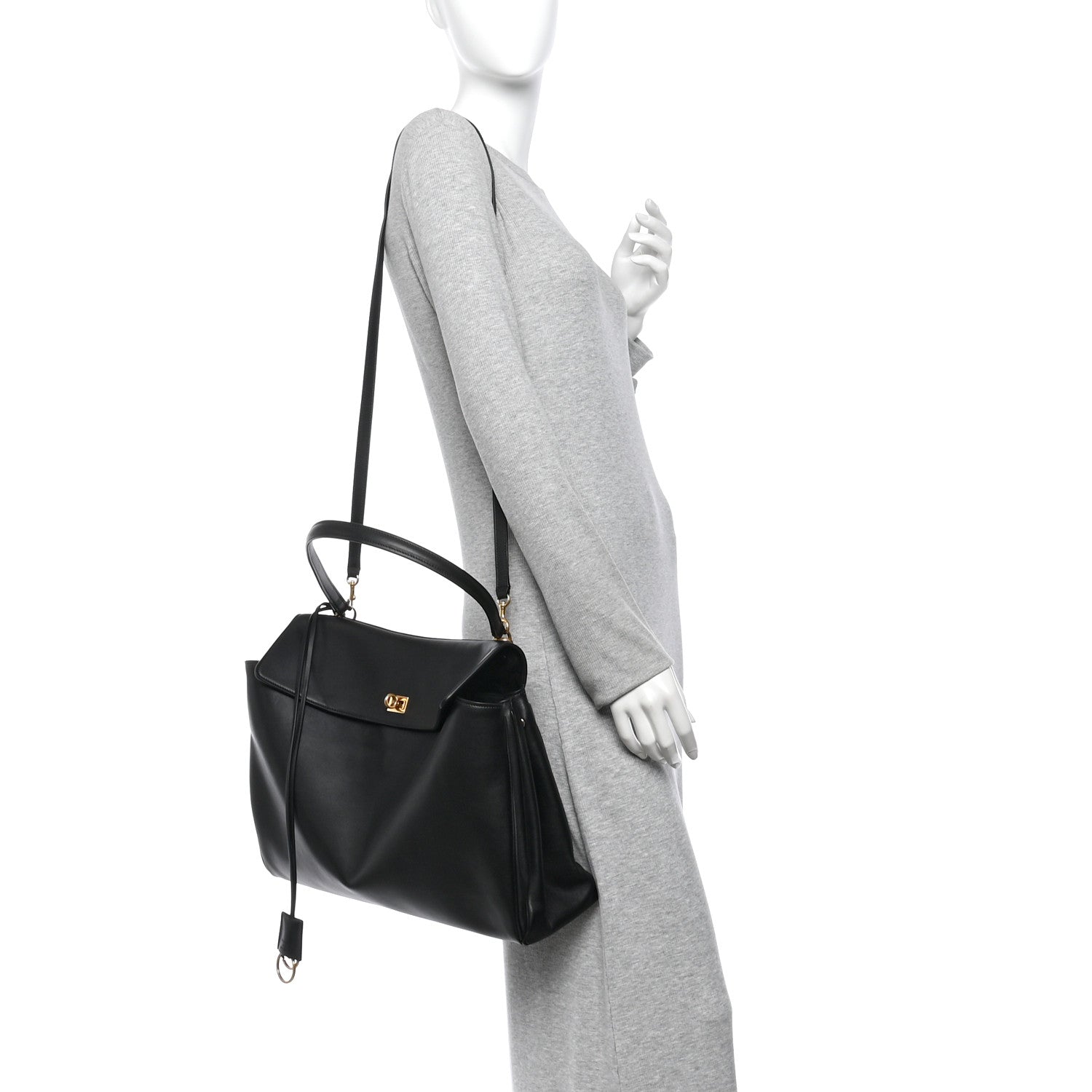 Balenciaga Smooth Calfskin Large Rodeo Top Handle Handbag Black 2 of 10