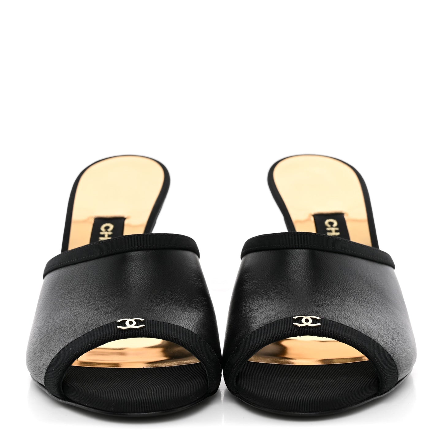 Lambskin Grosgrain CC Mules 36 Black