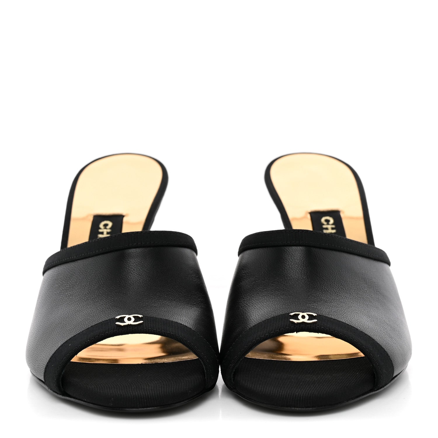 Chanel Lambskin Grosgrain CC Mules 36 Black 3 of 10