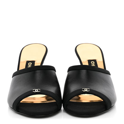 Chanel Lambskin Grosgrain CC Mules 36 Black 3 of 10
