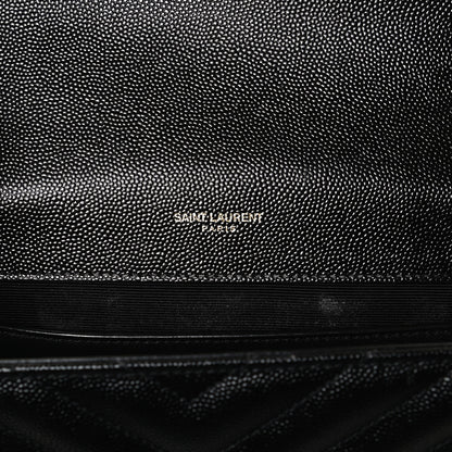 Saint Laurent Grain De Poudre Matelasse Chevron Medium Monogram Satchel Black 6 of 10