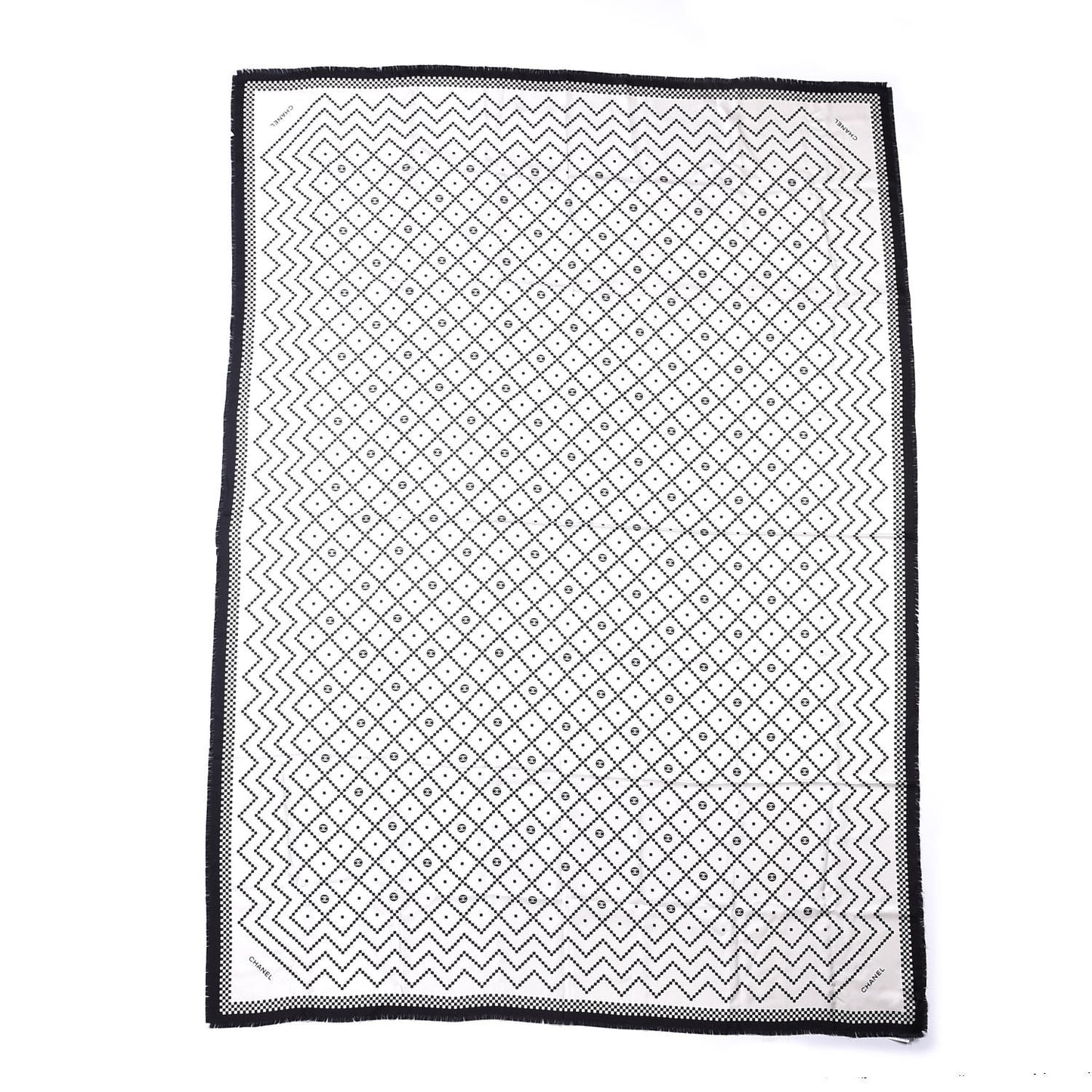 Silk Scarf White Black