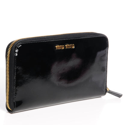 Miu Miu Patent Bow Zip Around Wallet Black 3 of 8