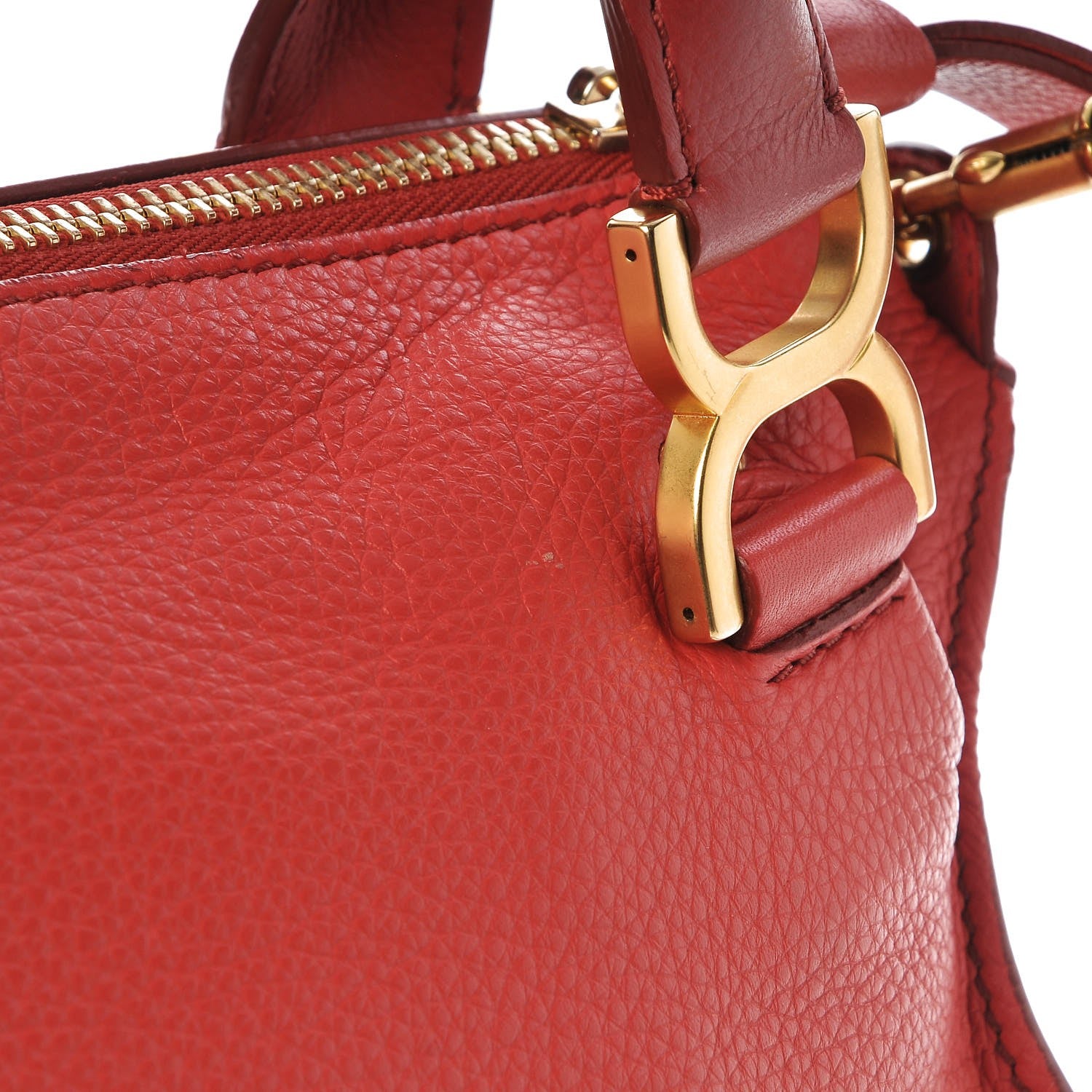 Chloe Calfskin Medium Marcie Satchel Plaid Red 8 of 8