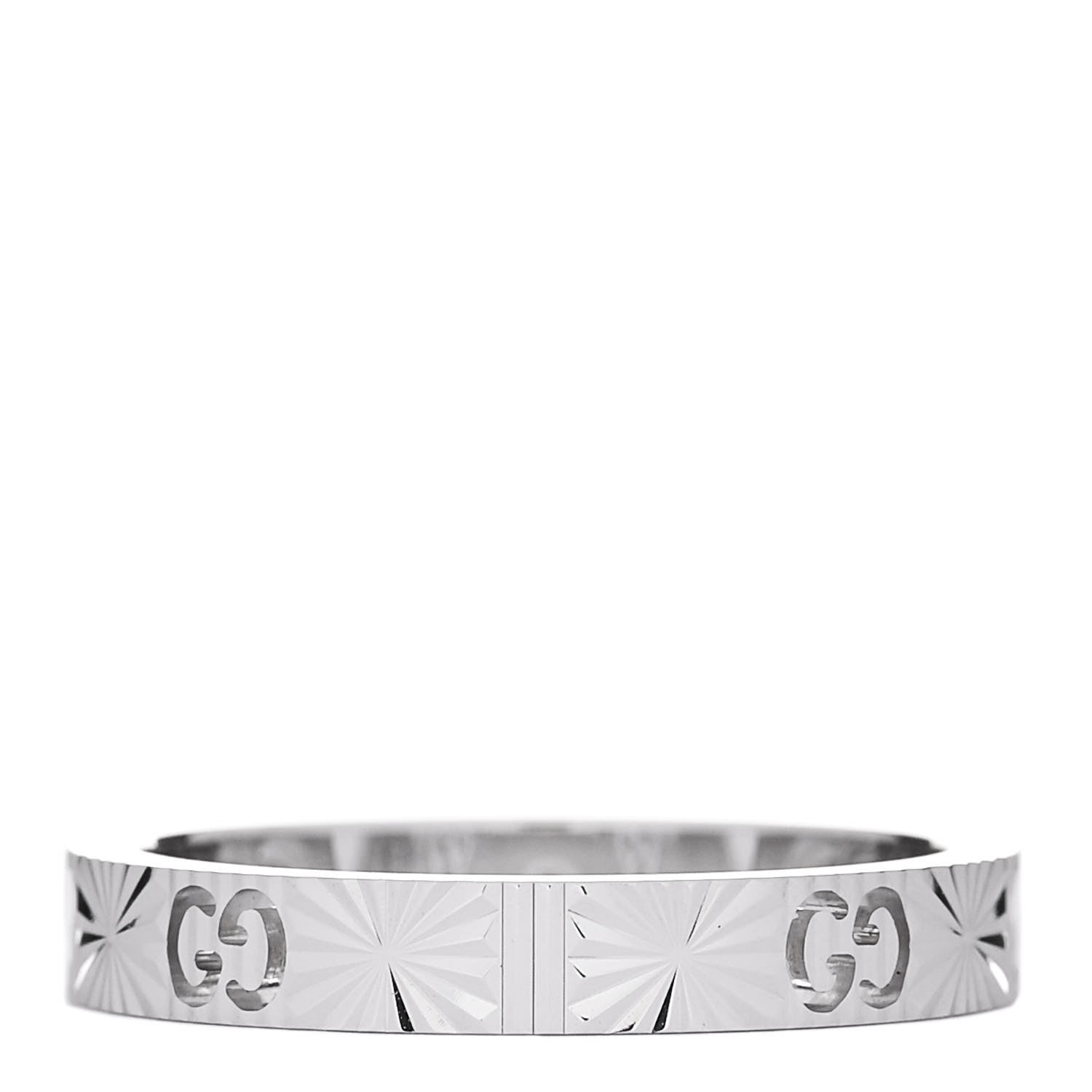 Gucci 18K White Gold Diamond Icon Heart Band Ring 50 5.5 3 of 6