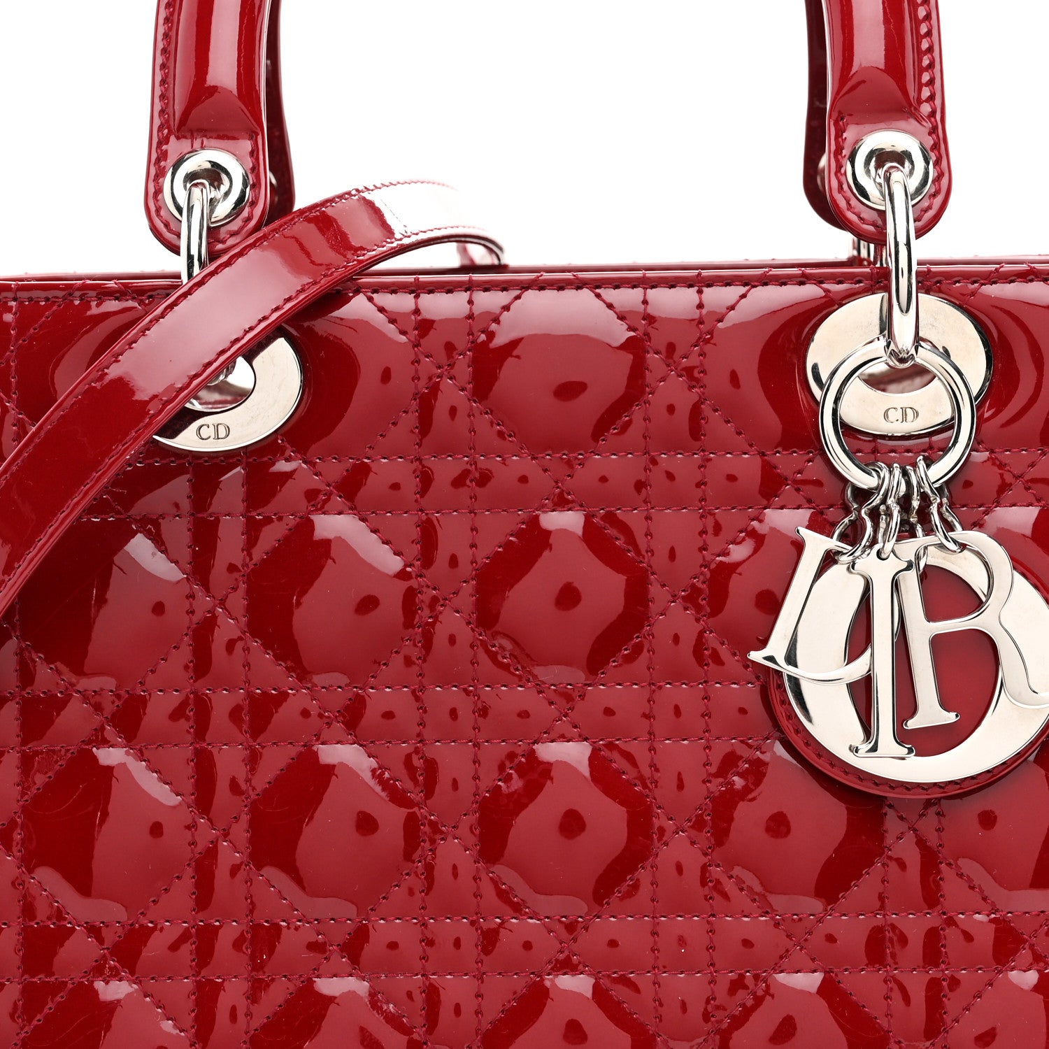 Christian Dior Patent Cannage Medium Lady Dior Red 8 of 11