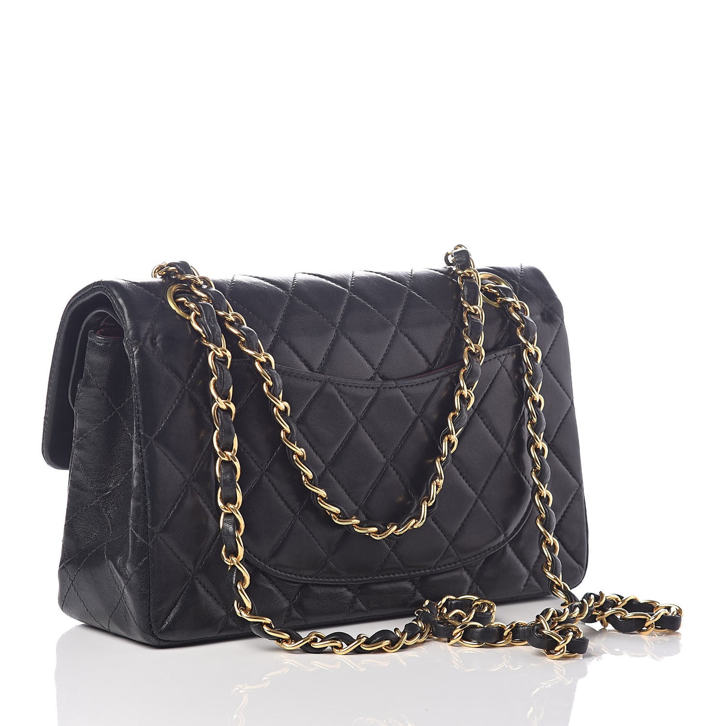 Lambskin Quilted Small Double Flap Black