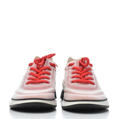 Chanel Lycra Fabric CC Sneakers 37.5 White Red 2 of 15