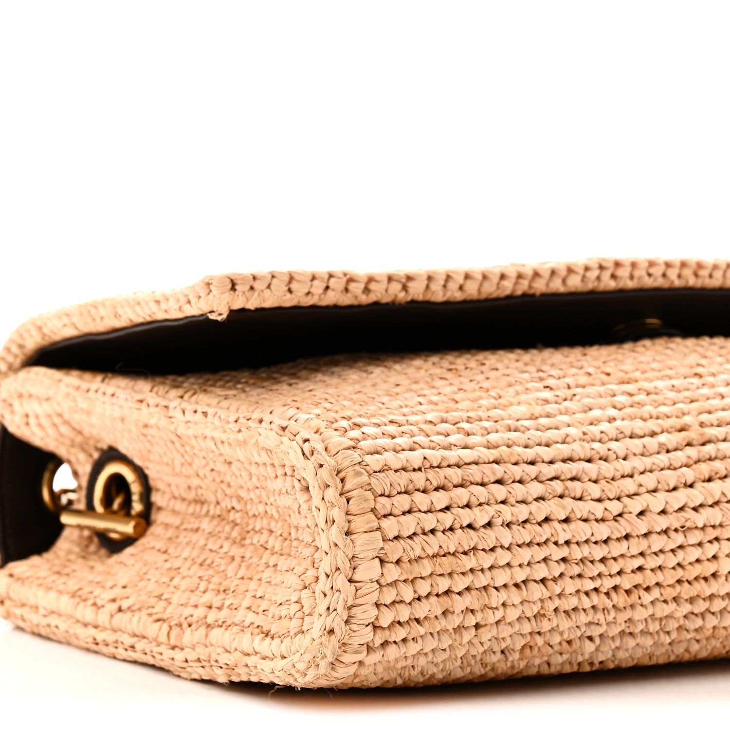 Saint Laurent Raffia Medium Monogram Kate Satchel Natural Dark Oak 9 of 10