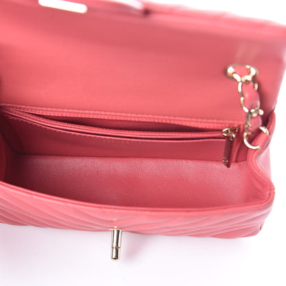 Chanel Lambskin Chevron Quilted Mini Rectangular Flap Pink 5 of 10