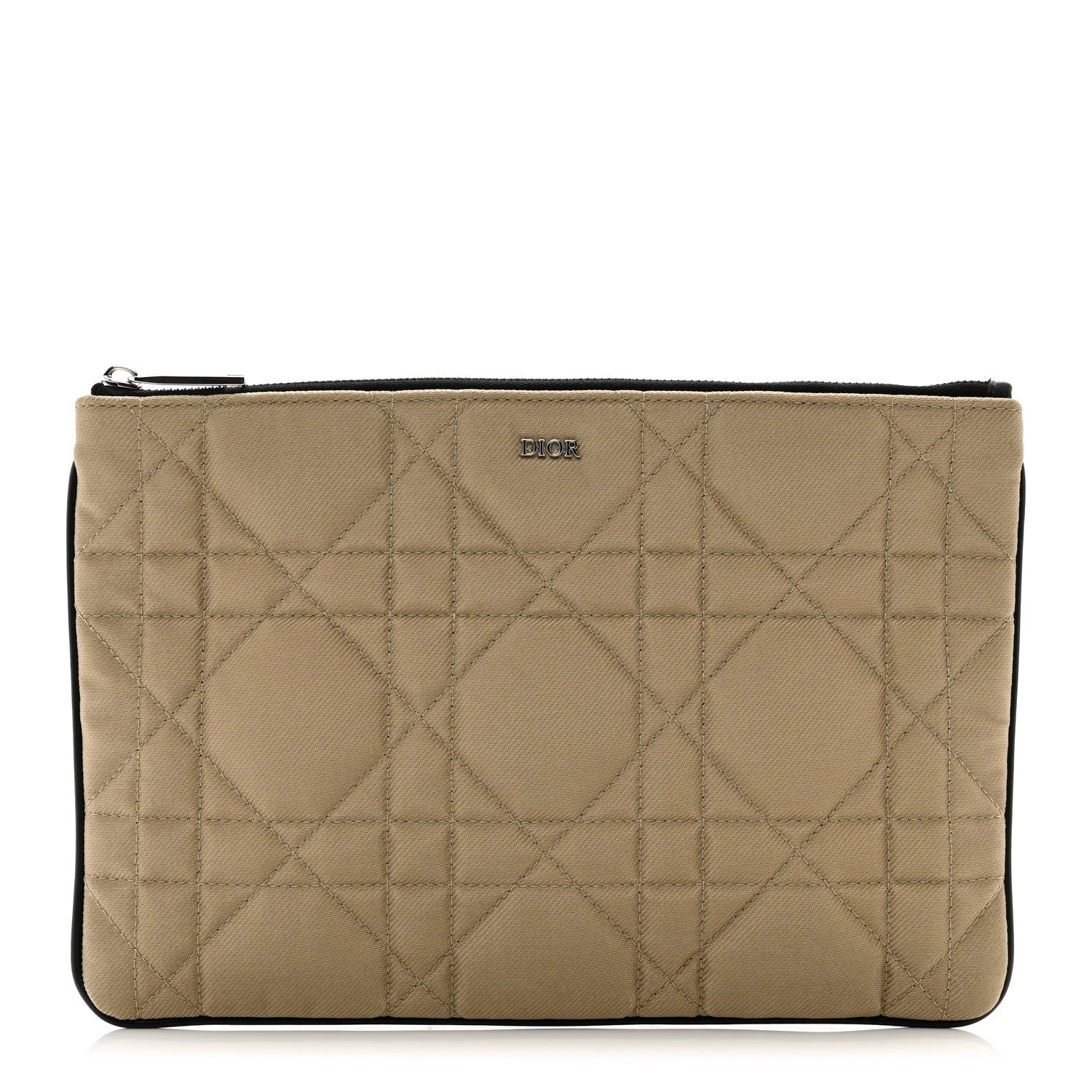 Christian Dior Canvas Cannage Zip Pouch Beige 1 of 6
