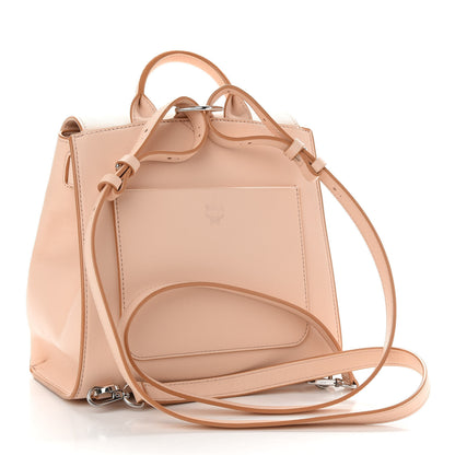 MCM Calfskin Essential Monogram Small Backpack Bisque 3 of 9