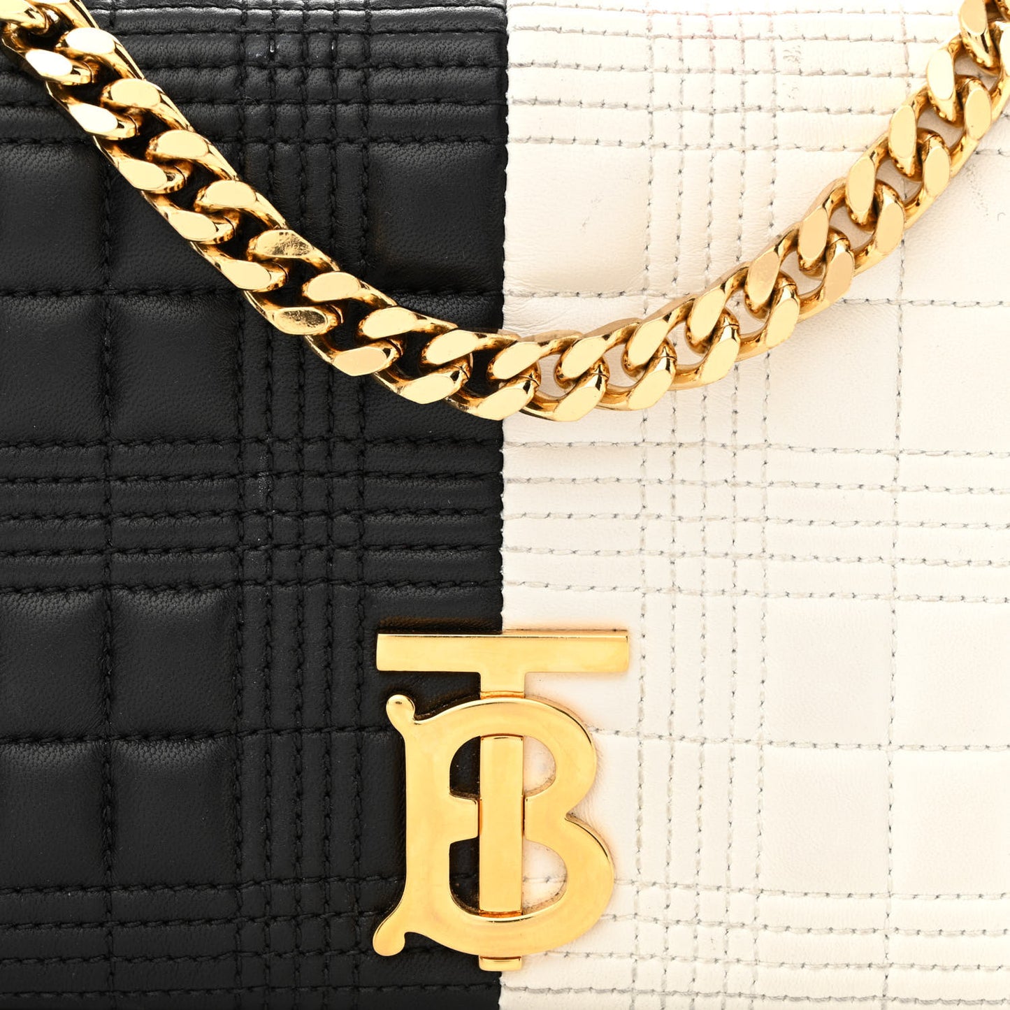 Lambskin Quilted Small Lola Bag White Black