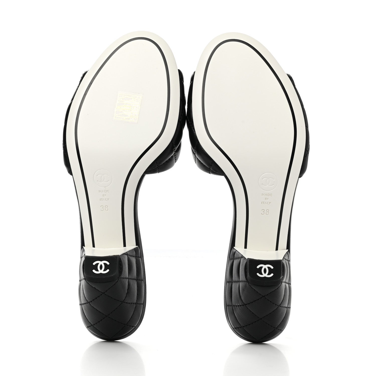 Chanel Lambskin Quilted Textured CC Mules 38 Black 5 of 9
