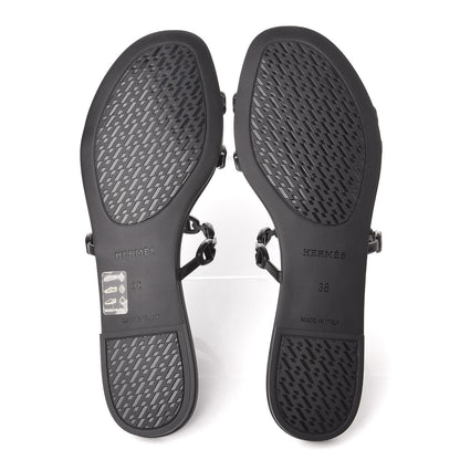 Hermes Rubber Chaine d'Ancre Rivage Sandals 38 Black 5 of 8
