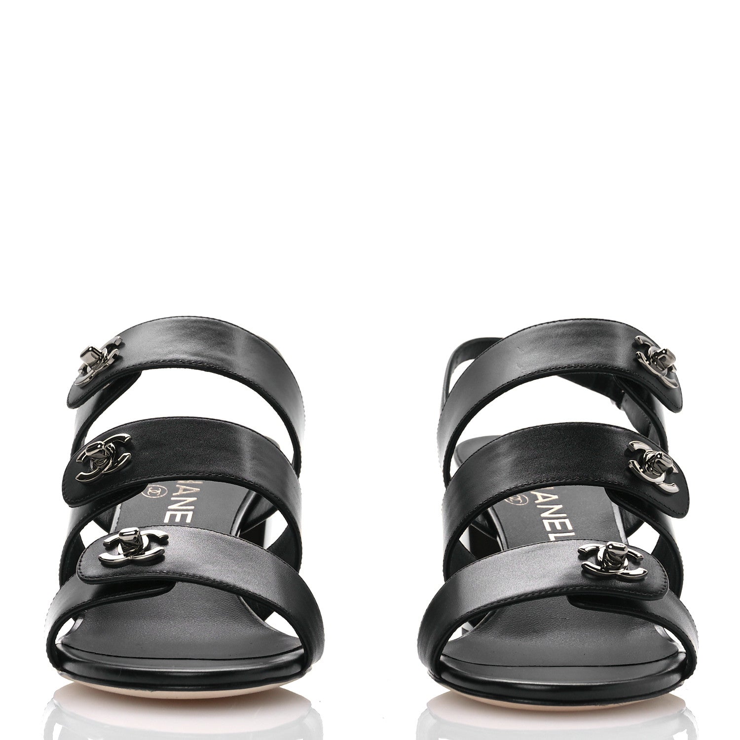 Chanel Calfskin CC Turnlock Sandals 38 Black 2 of 10