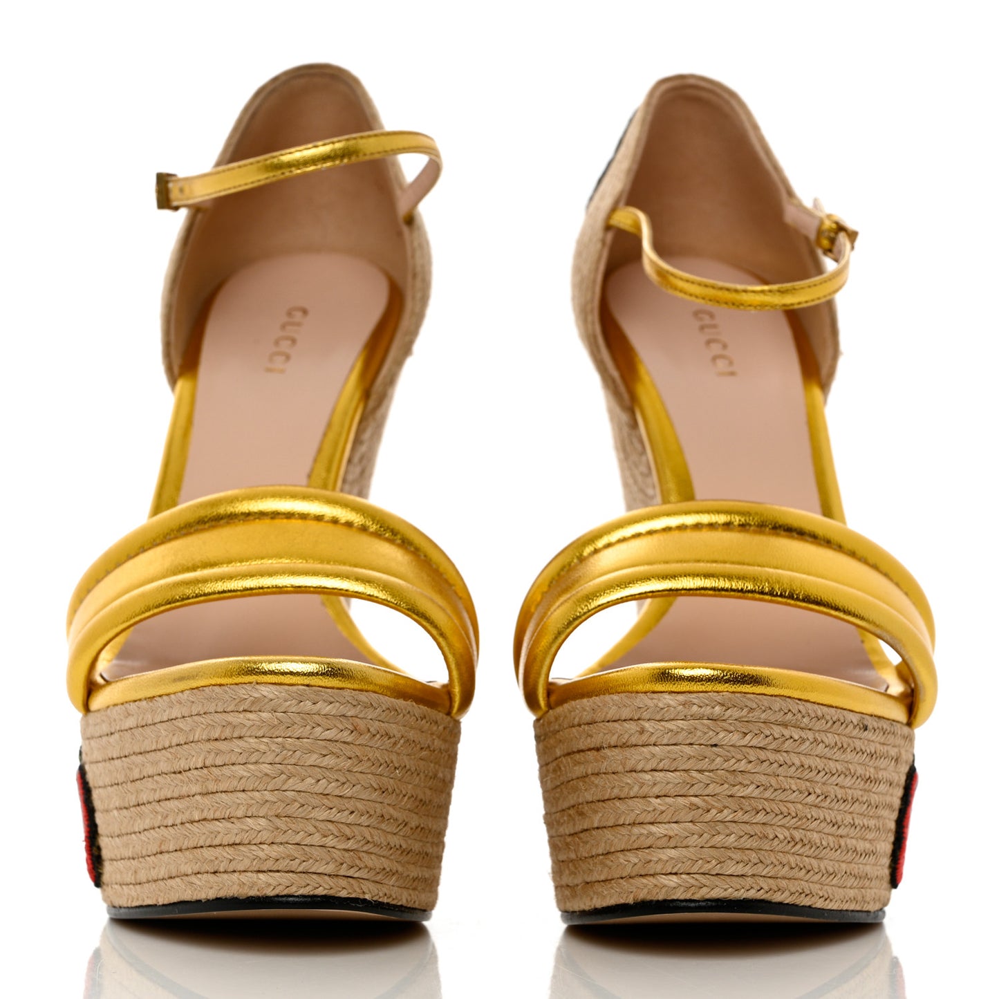 Metallic Nappa Ophelia Espadrille Platform Wedge Sandals 38 Oro Vecchio