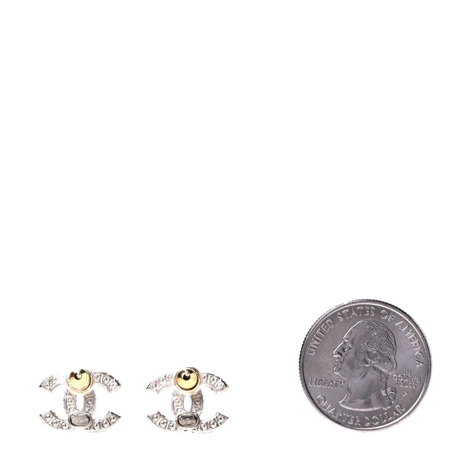 Chanel Pearl Crystal CC Earrings Gold 3 of 4