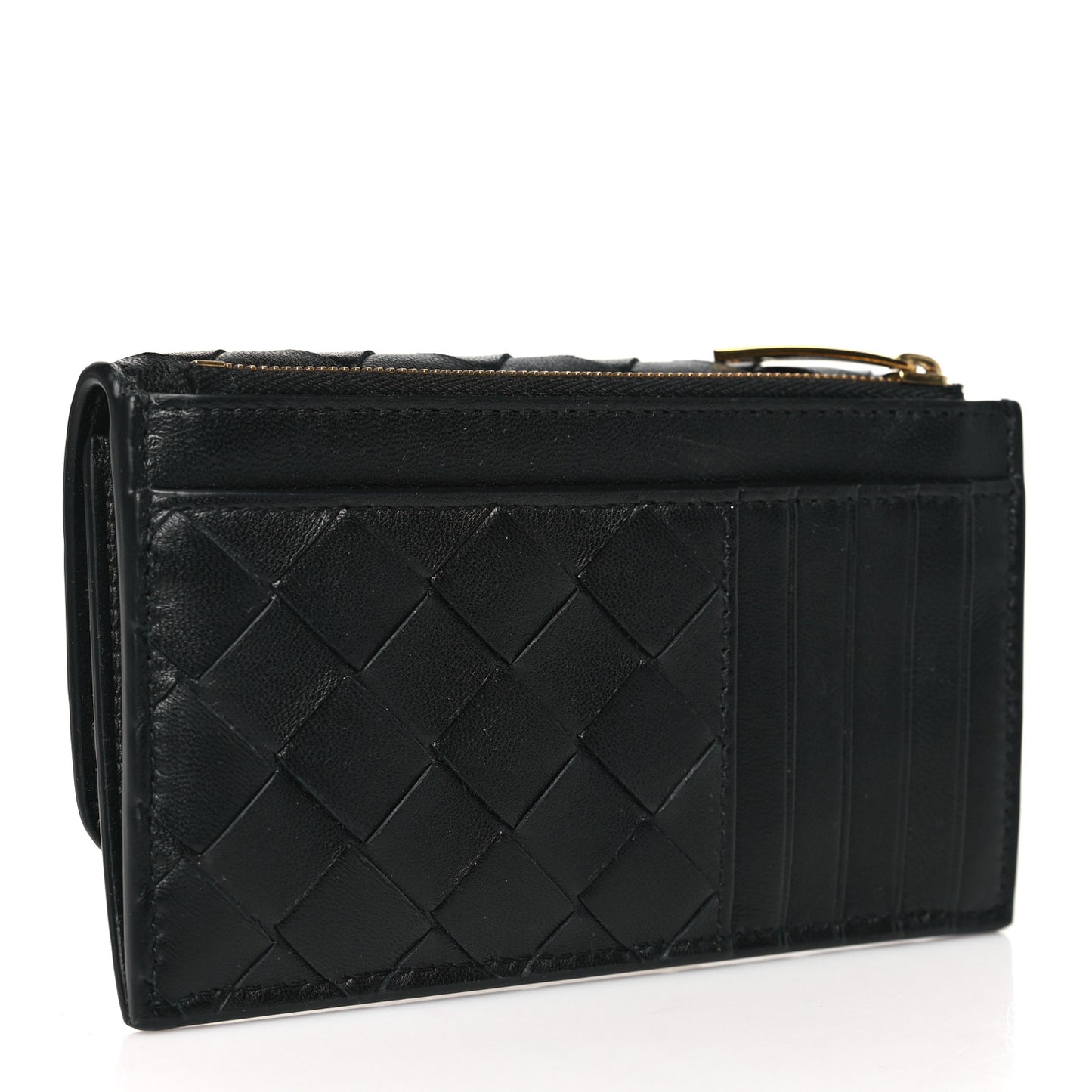 Nappa Intrecciato Andiamo Flap Card Case Black
