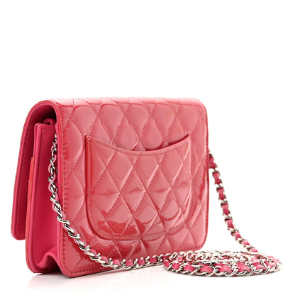 Chanel Patent Quilted Wallet On Chain WOC Fuchsia 3 of 12